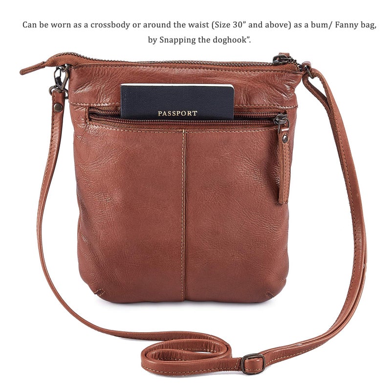 Cochoa Crossbody Sling Bag for Women Small Real Leather Purse Vintage Travel Crossover Shoulder Bag Handmade (Cognac Washed Vintage) - Image 5